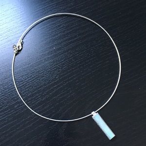 Light Blue Rectangular Wire Necklace